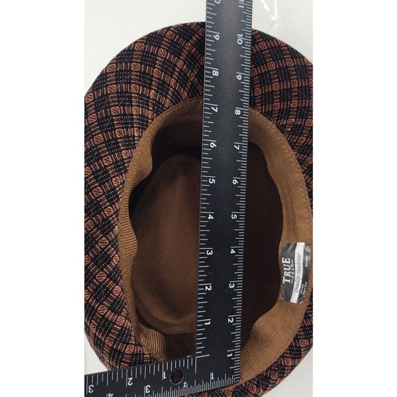 True Gear 100% Wool Fedora Brown Black Plaid Tweed - Picture 9 of 12